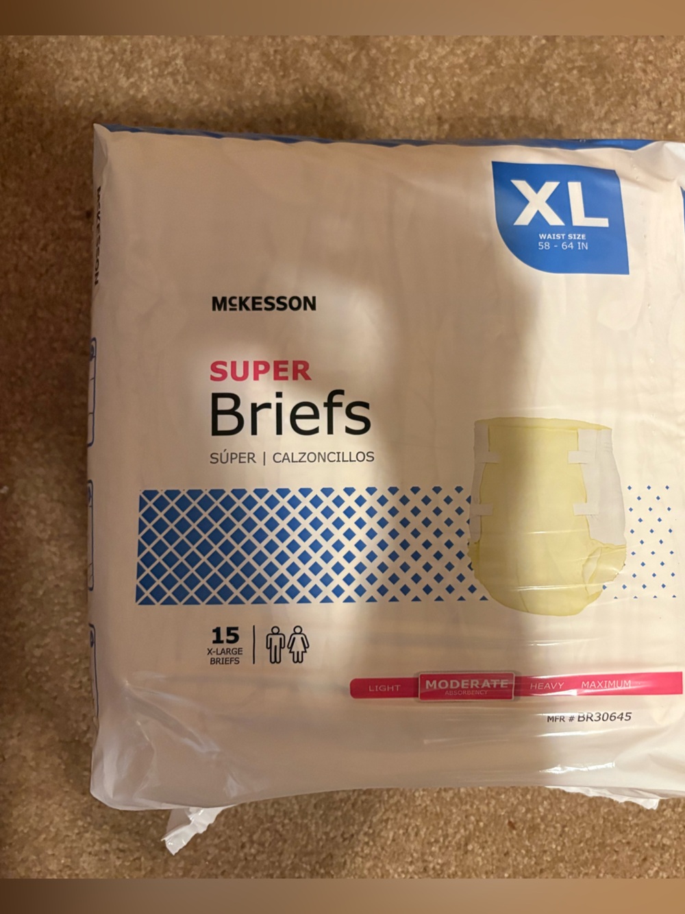 Super Briefs XL Incontinence Briefs - White